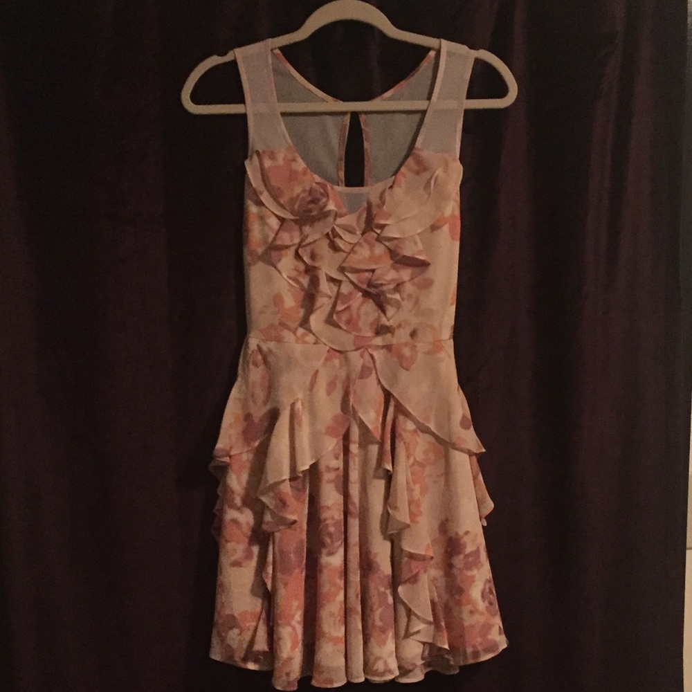 Lauren Conrad Pink Floral Ruffle Dress